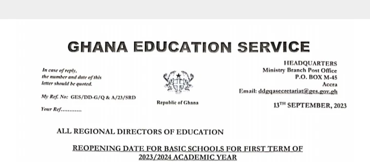 GES Official Release on date for Reopening and other Important issues